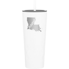 Laser etched white 20 oz vacuum insulated tumbler with 'Louisiana Home' design