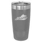 Laser etched dark gray 20 oz vacuum insulated tumbler with 'Kentucky Home' design