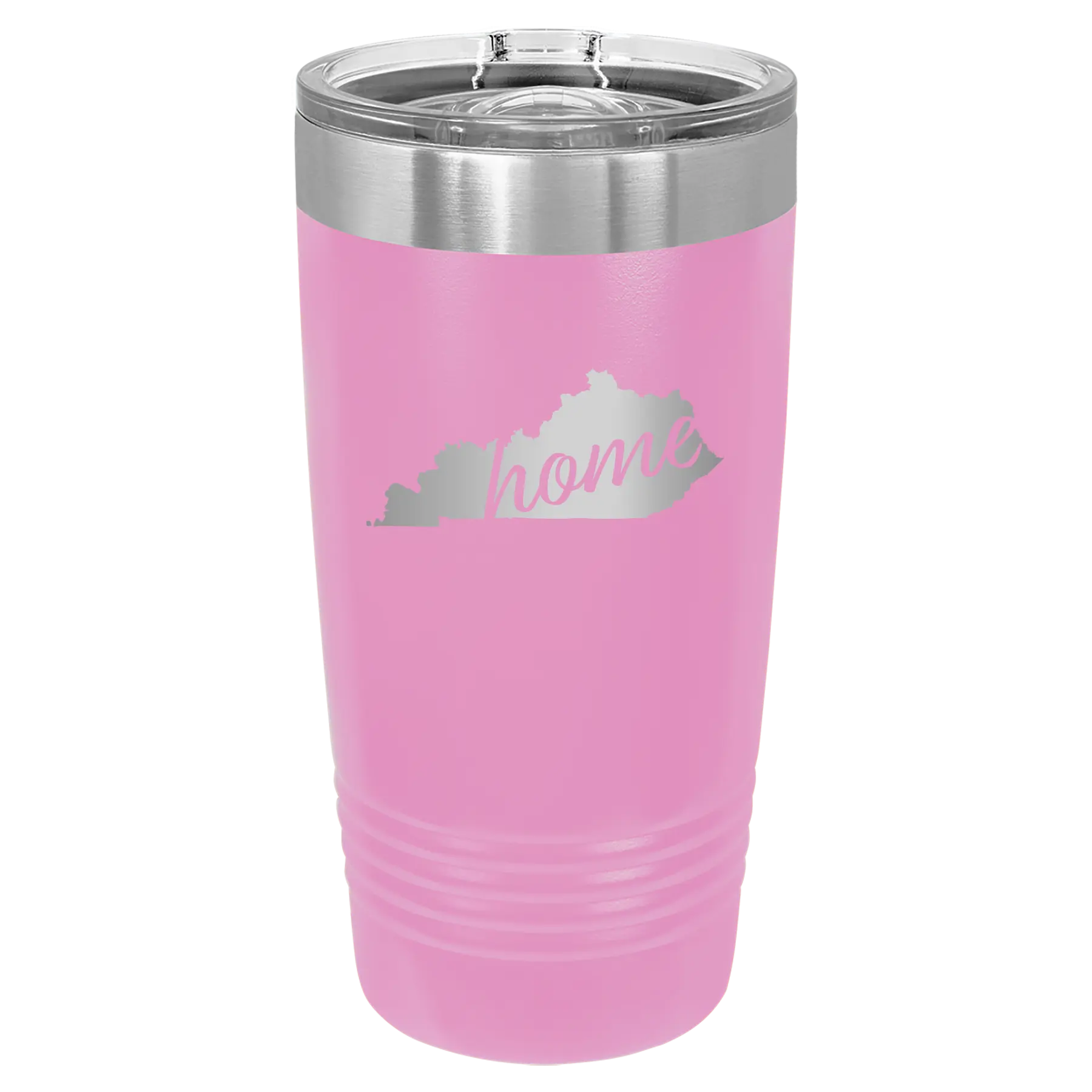 Laser etched light purple 20 oz vacuum insulated tumbler with 'Kentucky Home' design