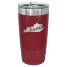 Laser etched maroon 20 oz vacuum insulated tumbler with 'Kentucky Home' design