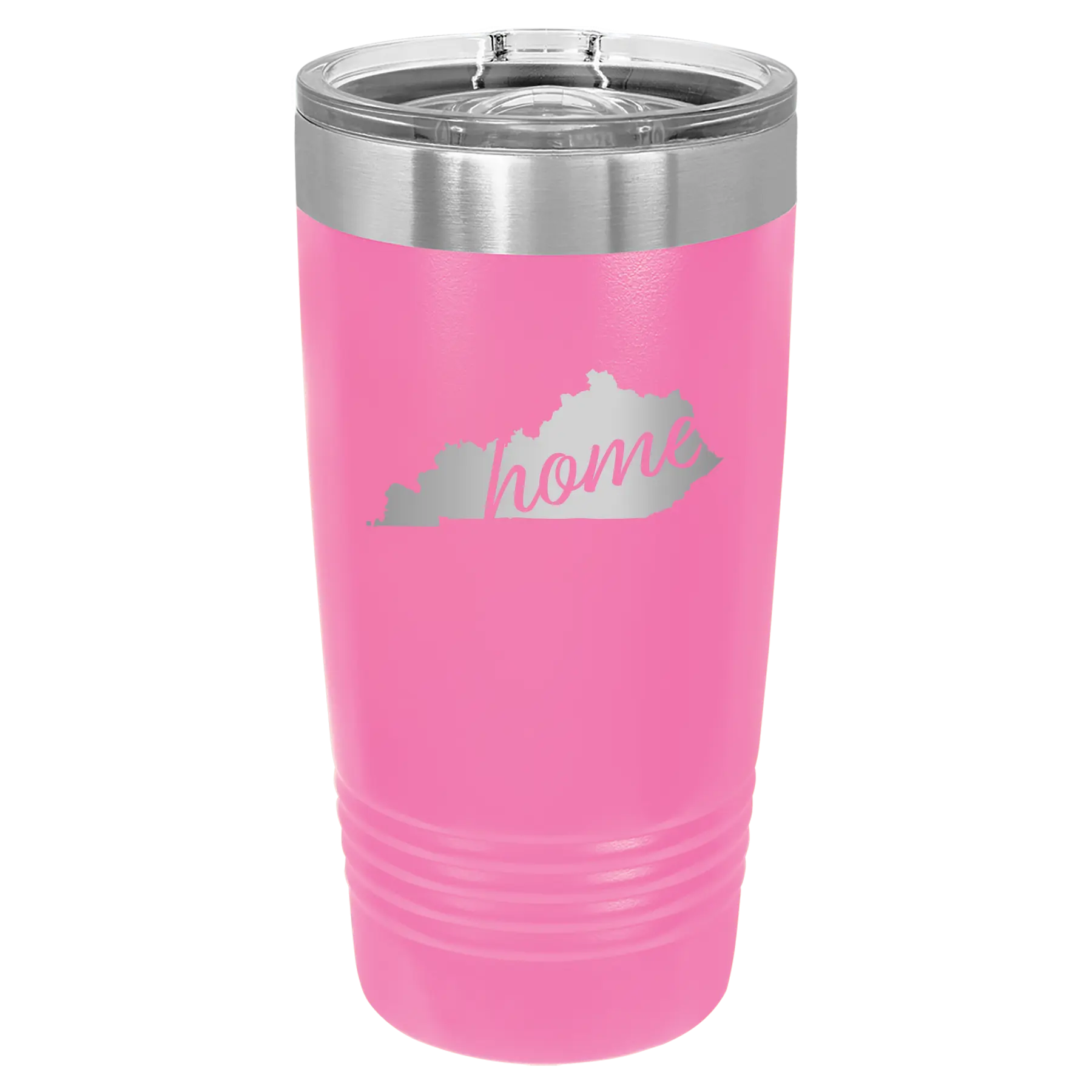 Laser etched pink 20 oz vacuum insulated tumbler with 'Kentucky Home' design