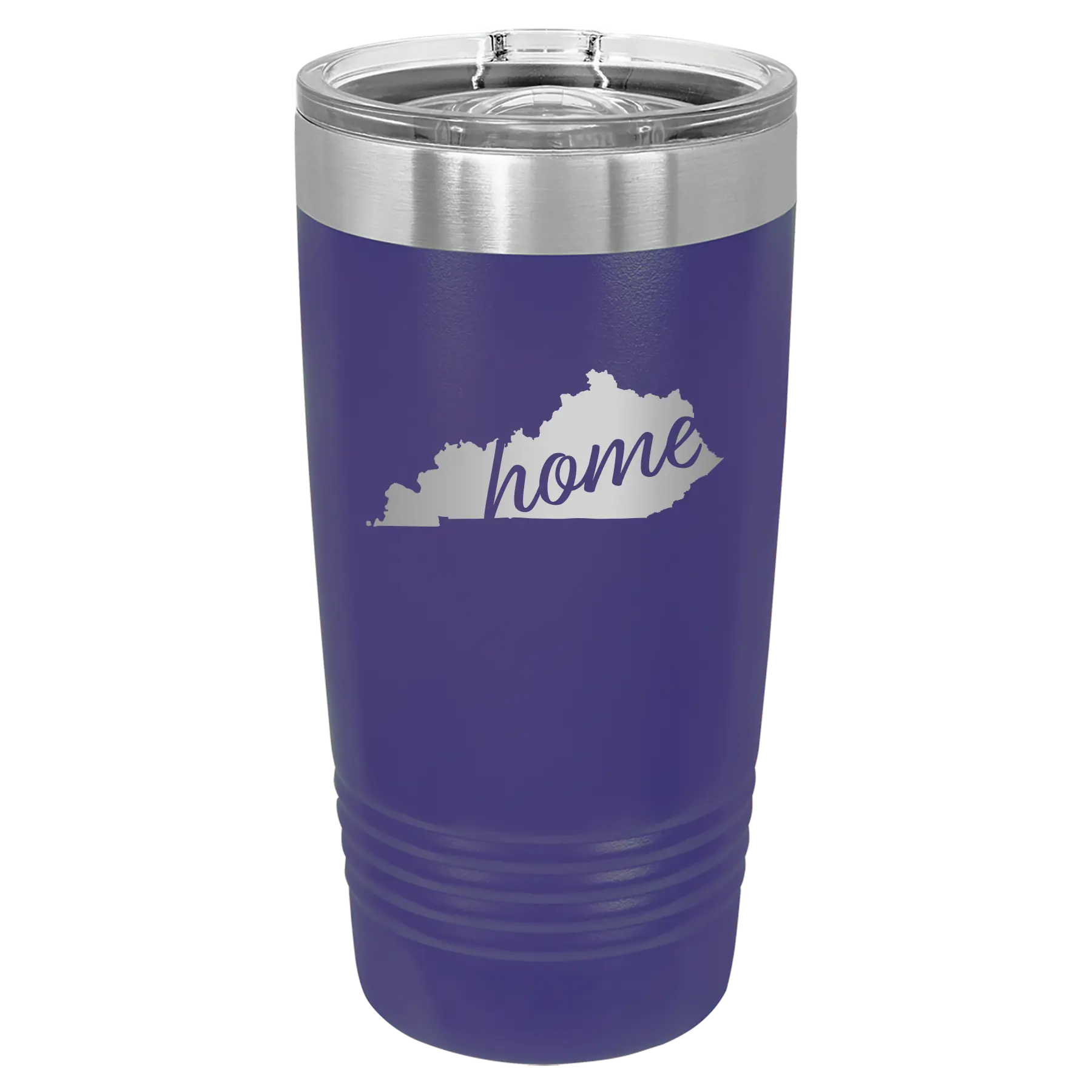 Laser etched purple 20 oz vacuum insulated tumbler with 'Kentucky Home' design