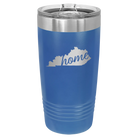 Laser etched royal blue 20 oz vacuum insulated tumbler with 'Kentucky Home' design