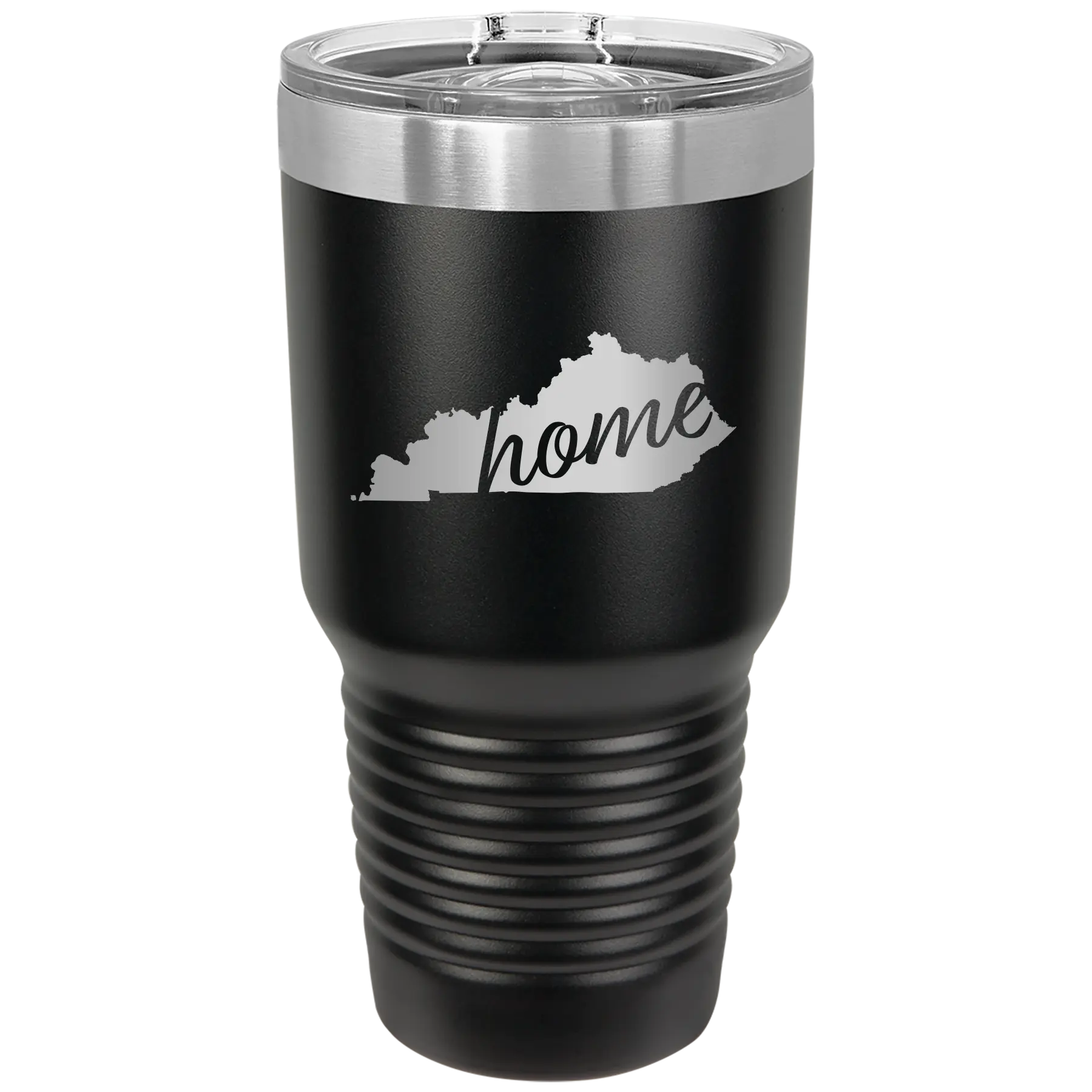Laser etched black 30 oz vacuum insulated tumbler with 'Kentucky Home' design