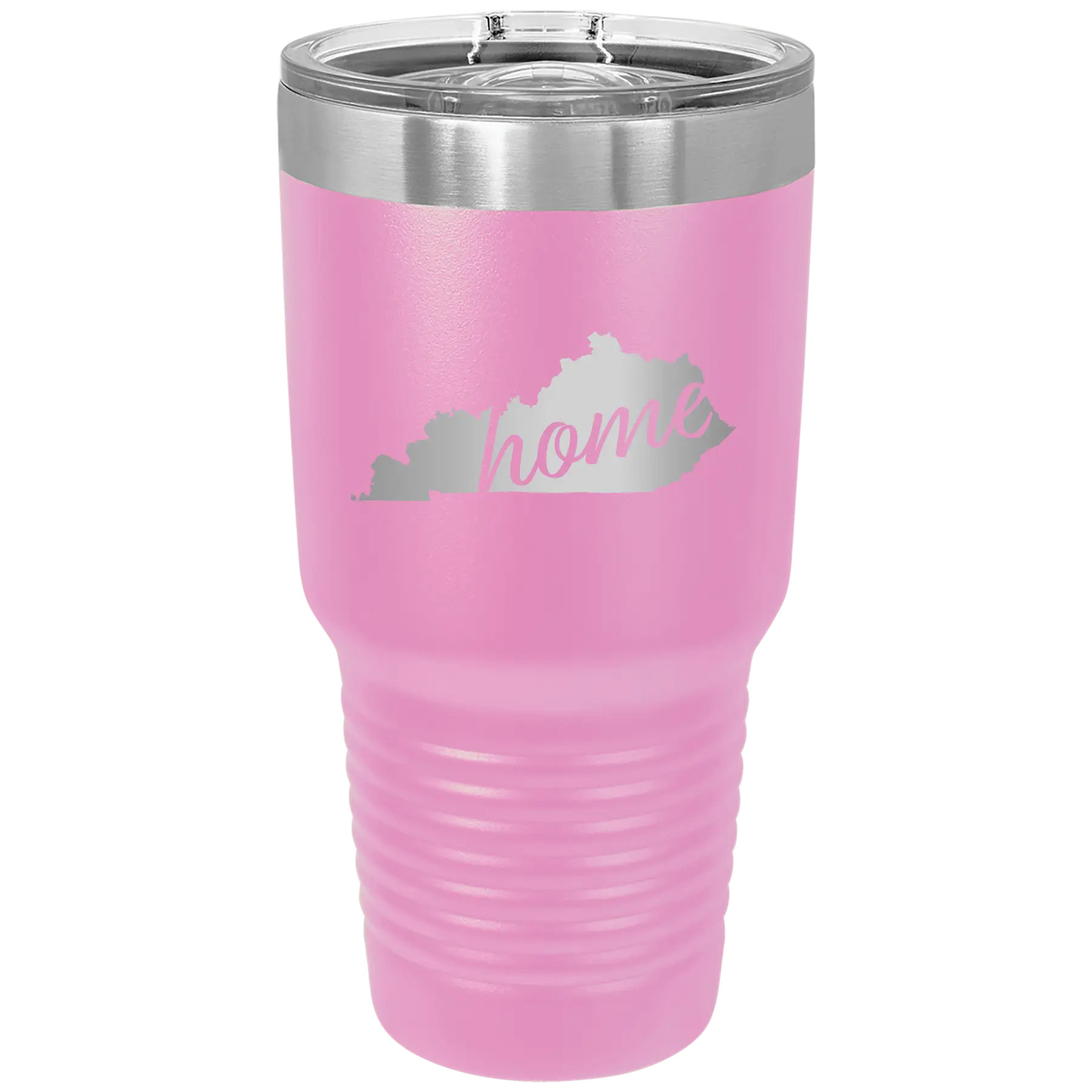Laser etched light purple 30 oz vacuum insulated tumbler with 'Kentucky Home' design