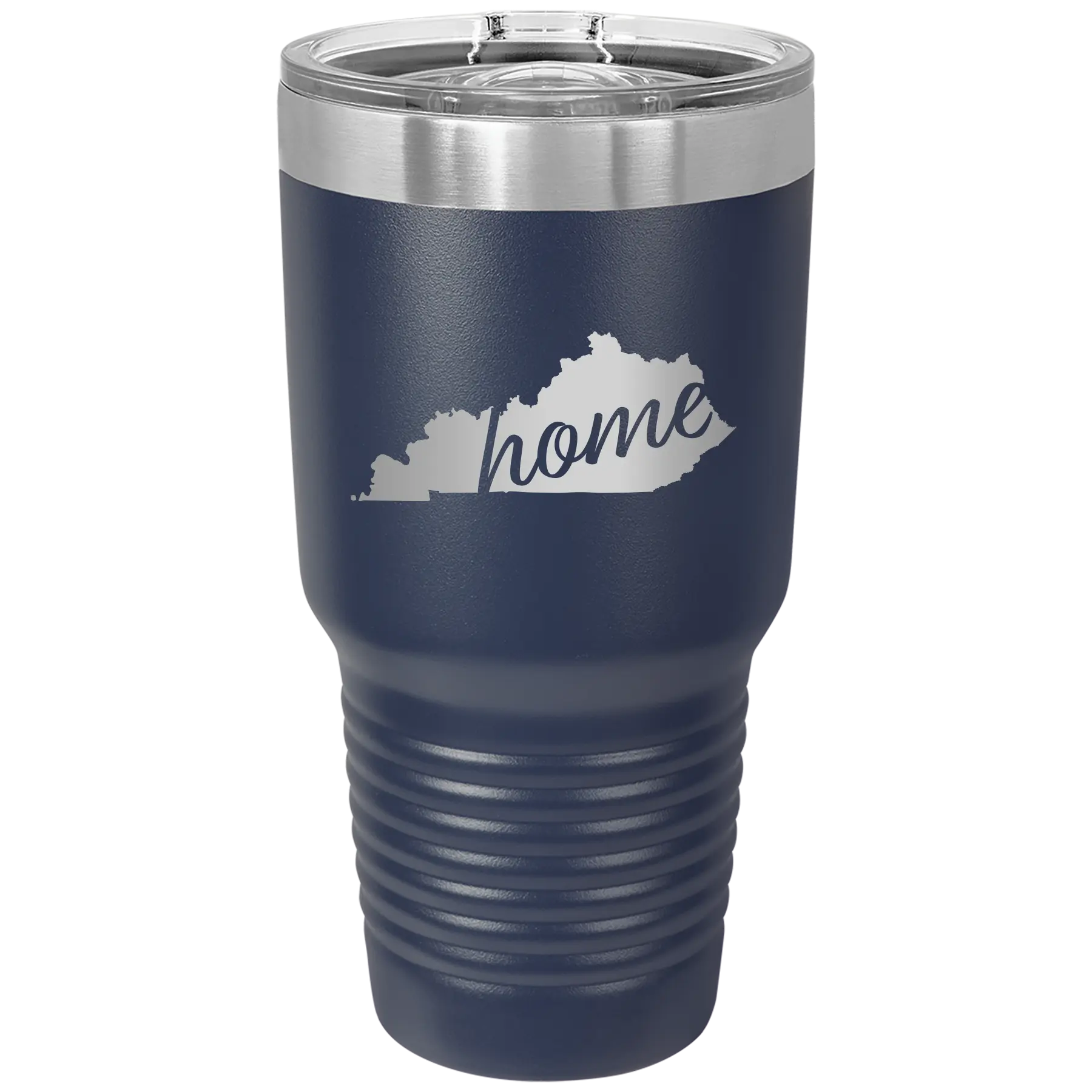 Laser etched navy 30 oz vacuum insulated tumbler with 'Kentucky Home' design