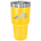Laser etched yellow 30 oz vacuum insulated tumbler with 'Kentucky Home' design