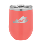 Laser etched coral 12 oz vacuum insulated wine cup with 'Kentucky Home' design