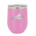 Laser etched light purple 12 oz vacuum insulated wine cup with 'Kentucky Home' design