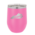 Laser etched pink 12 oz vacuum insulated wine cup with 'Kentucky Home' design