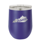 Laser etched purple 12 oz vacuum insulated wine cup with 'Kentucky Home' design