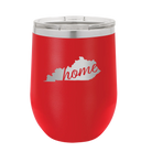 Laser etched red 12 oz vacuum insulated wine cup with 'Kentucky Home' design