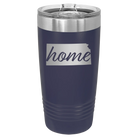 Laser etched navy 20 oz vacuum insulated tumbler with 'Kansas Home' design