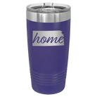 Laser etched purple 20 oz vacuum insulated tumbler with 'Kansas Home' design