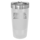 Laser etched white 20 oz vacuum insulated tumbler with 'Kansas Home' design