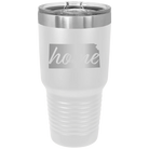 Laser etched white 30 oz vacuum insulated tumbler with 'Kansas Home' design
