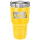 Laser etched yellow 30 oz vacuum insulated tumbler with 'Kansas Home' design