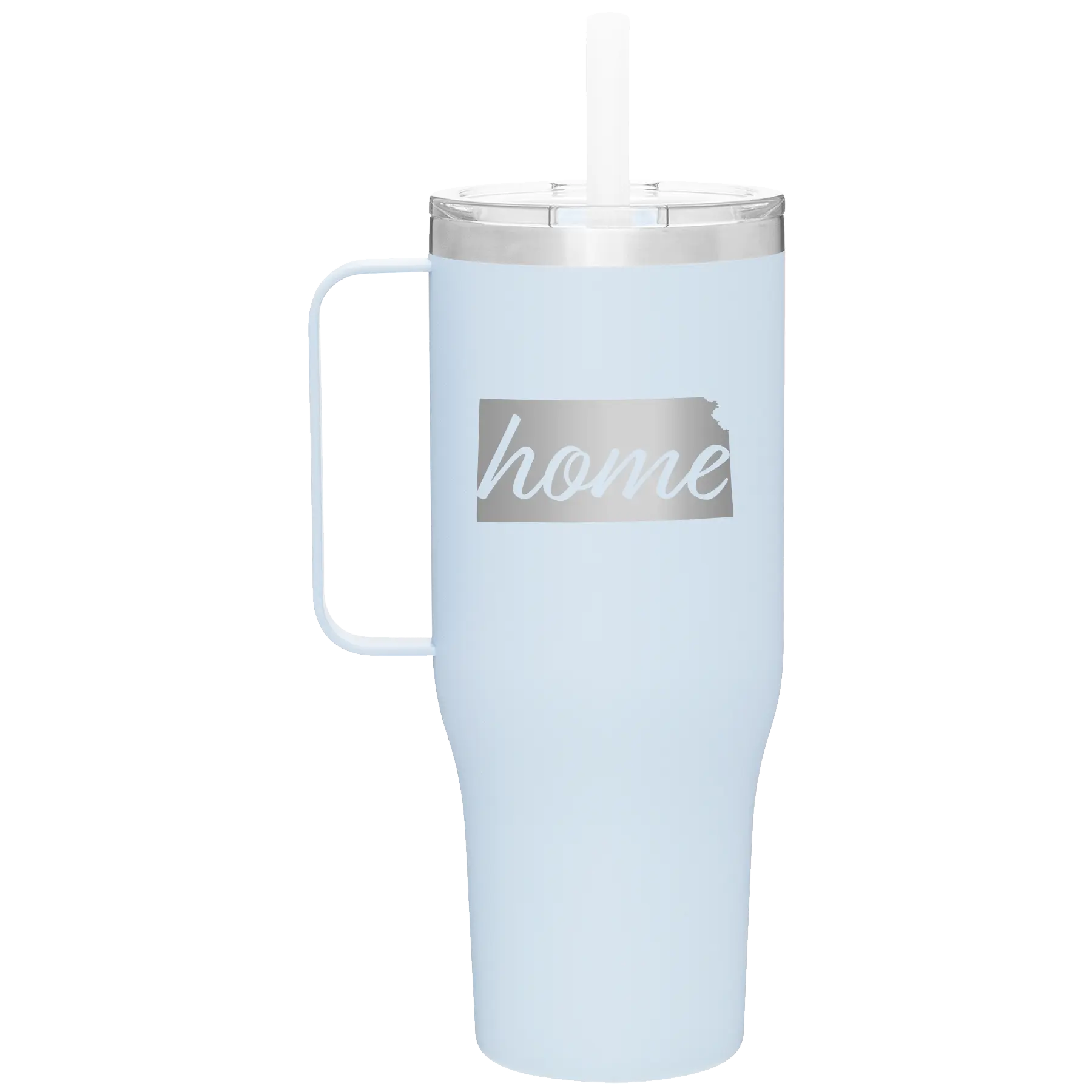 Laser etched landfall 40 oz vacuum insulated tumbler mug with 'Kansas Home' design