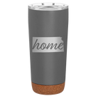 Laser etched storm gray 20 oz vacuum insulated tumbler with 'Kansas Home' design