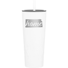 Laser etched white 20 oz vacuum insulated tumbler with 'Kansas Home' design