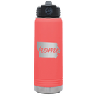 Laser etched coral 20 oz vacuum insulated water bottle with 'Iowa Home' design