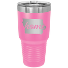 Laser etched pink 30 oz vacuum insulated tumbler with 'Iowa Home' design
