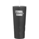 Laser etched black 20 oz vacuum insulated tumbler with 'Iowa Home' design