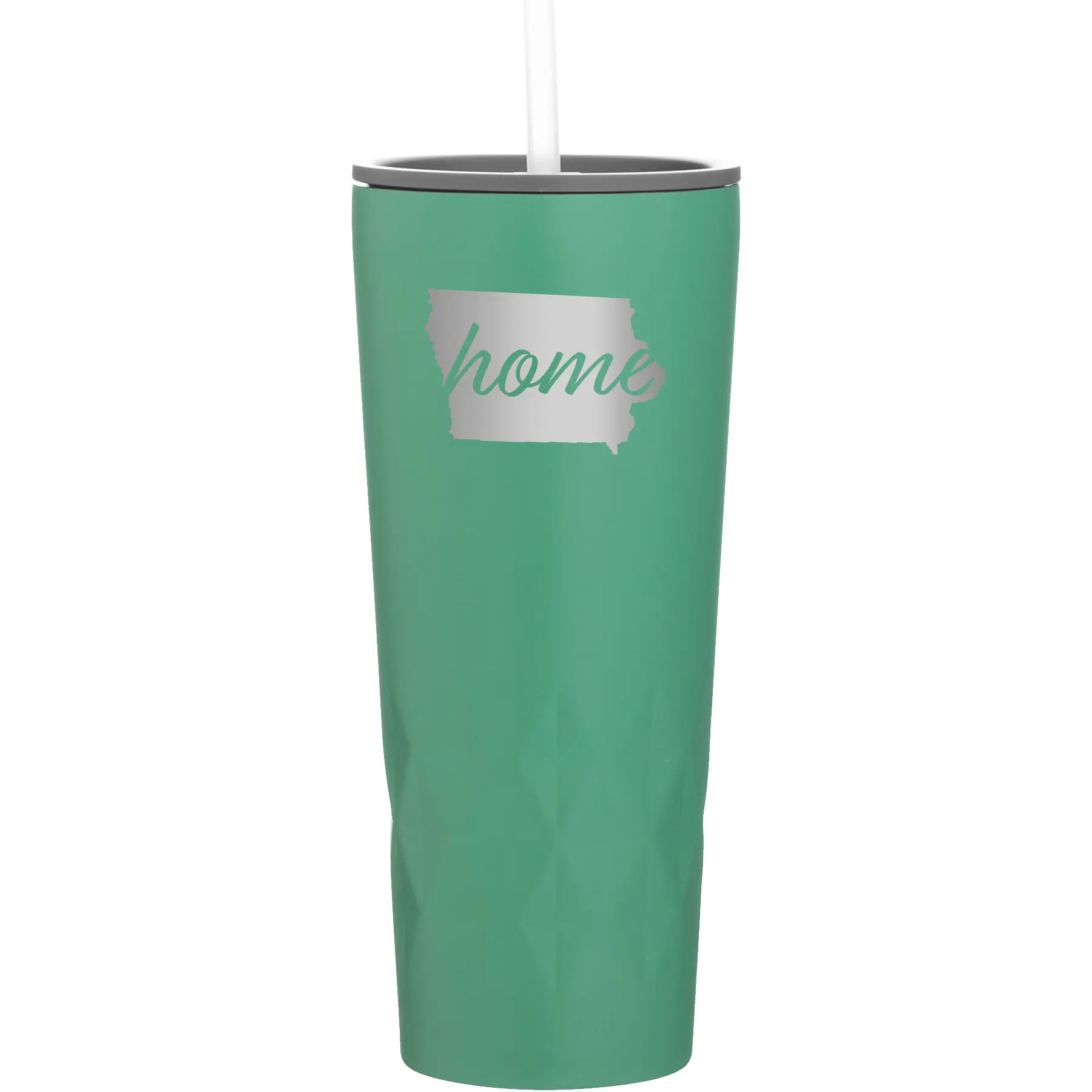 Laser etched forage 20 oz vacuum insulated tumbler with 'Iowa Home' design