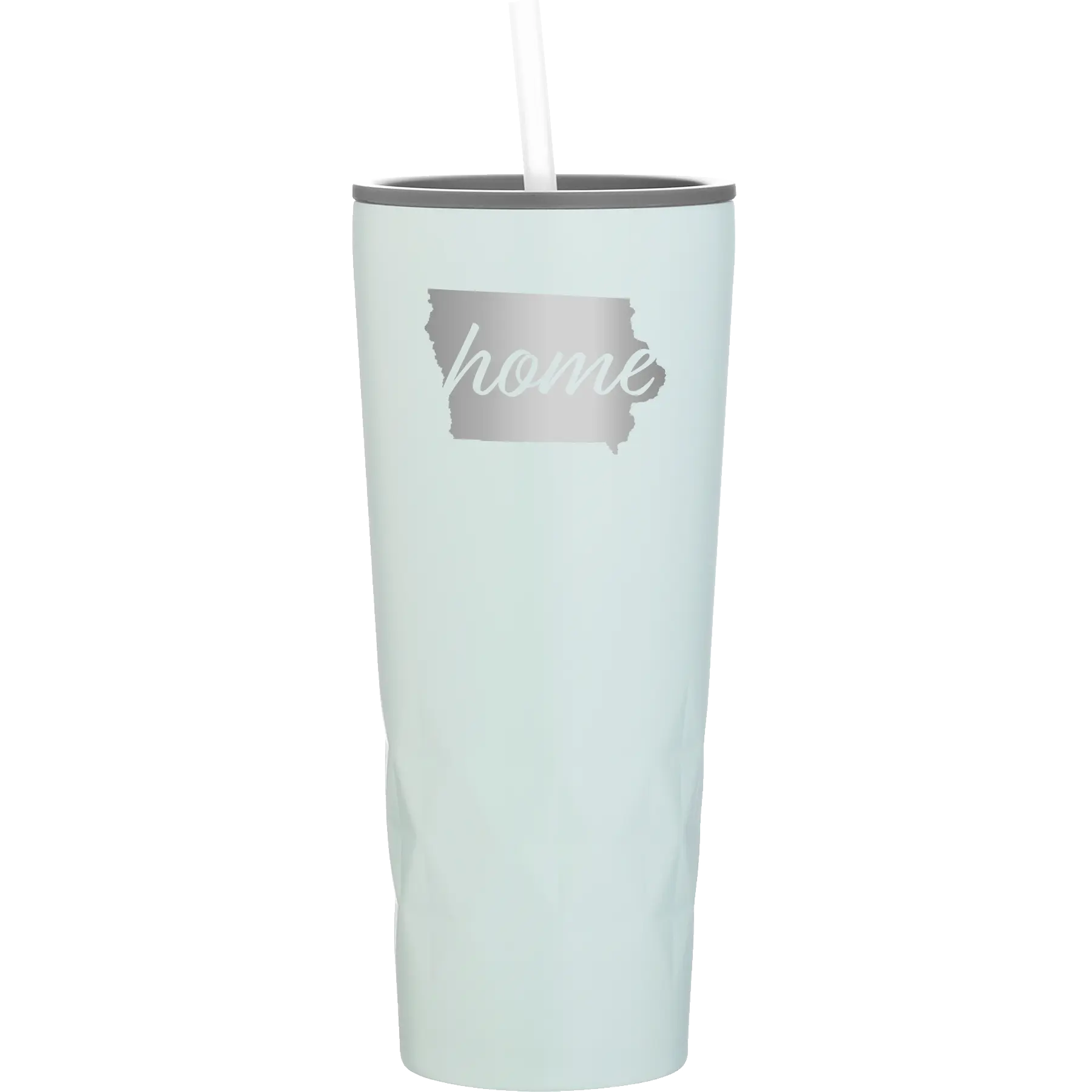 Laser etched meadow 20 oz vacuum insulated tumbler with 'Iowa Home' design