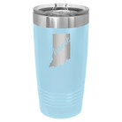 Laser etched light blue 20 oz vacuum insulated tumbler with 'Indiana Home' design