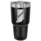Laser etched black 30 oz vacuum insulated tumbler with 'Indiana Home' design