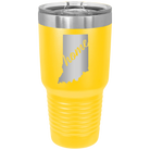 Laser etched yellow 30 oz vacuum insulated tumbler with 'Indiana Home' design
