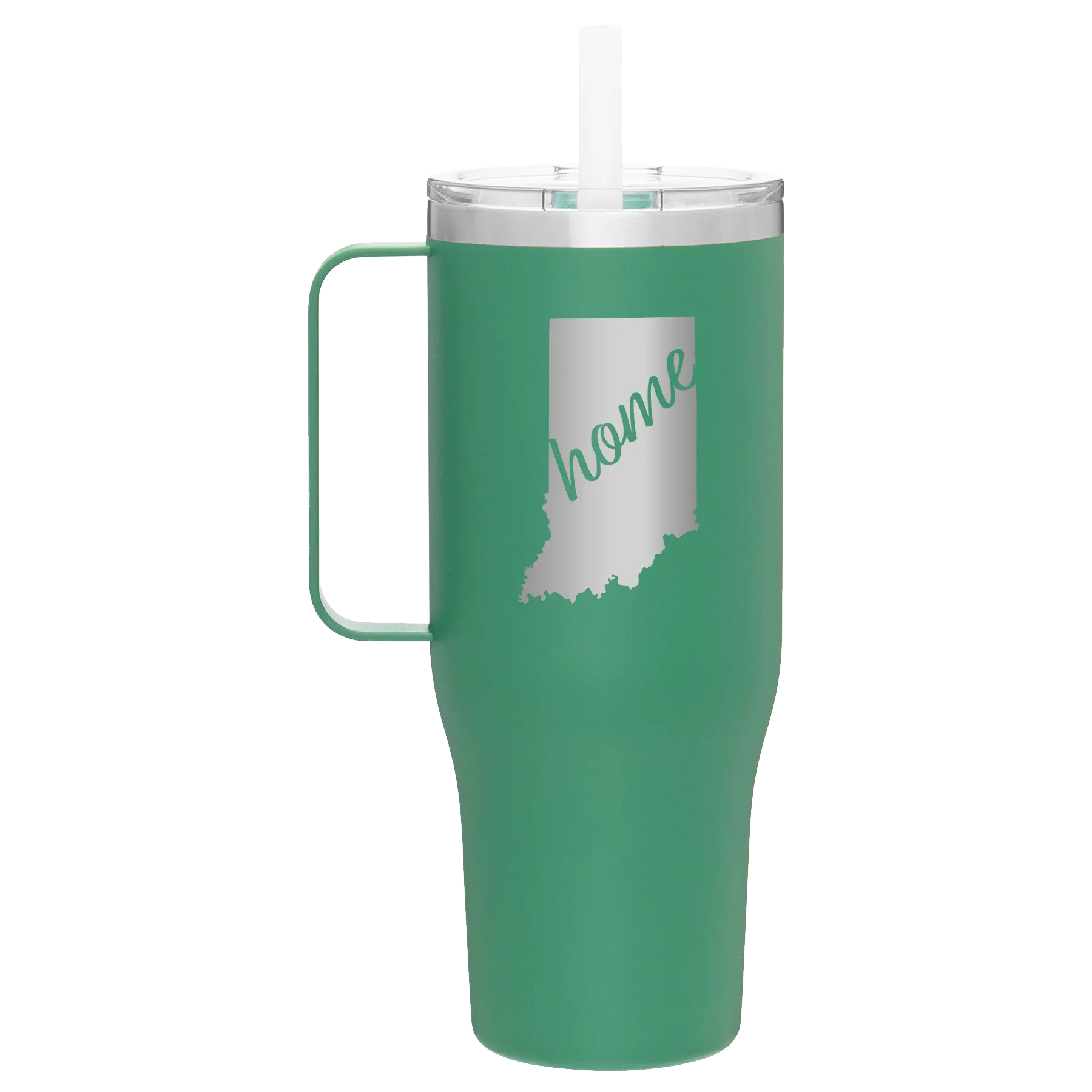 Laser etched forage 40 oz vacuum insulated tumbler mug with 'Indiana Home' design