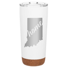 Laser etched white 20 oz vacuum insulated tumbler with 'Indiana Home' design