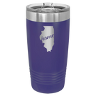 Laser etched purple 20 oz vacuum insulated tumbler with 'Illinois Home' design