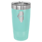 Laser etched teal 20 oz vacuum insulated tumbler with 'Illinois Home' design