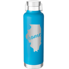 Laser etched aqua 24 oz vacuum insulated water bottle with 'Illinois Home' design