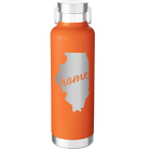 Laser etched orange 24 oz vacuum insulated water bottle with 'Illinois Home' design