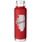 Laser etched red 24 oz vacuum insulated water bottle with 'Illinois Home' design