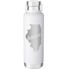 Laser etched white 24 oz vacuum insulated water bottle with 'Illinois Home' design
