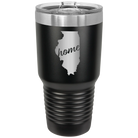 Laser etched black 30 oz vacuum insulated tumbler with 'Illinois Home' design
