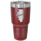 Laser etched maroon 30 oz vacuum insulated tumbler with 'Illinois Home' design