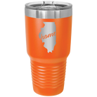 Laser etched orange 30 oz vacuum insulated tumbler with 'Illinois Home' design