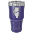 Laser etched purple 30 oz vacuum insulated tumbler with 'Illinois Home' design