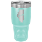Laser etched teal 30 oz vacuum insulated tumbler with 'Illinois Home' design