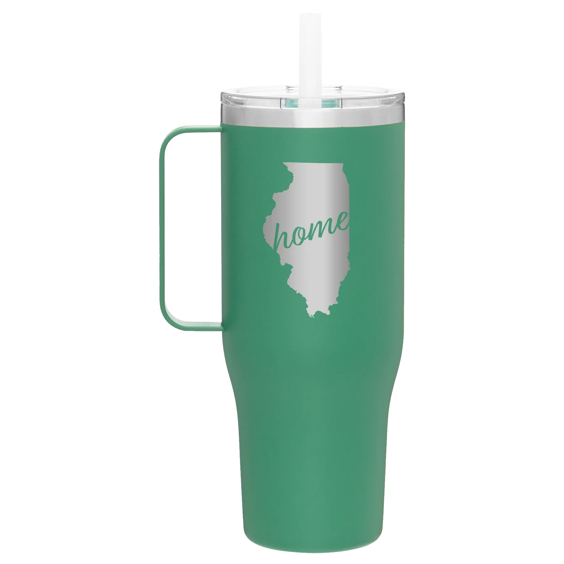 Laser etched forage 40 oz vacuum insulated tumbler mug with 'Illinois Home' design