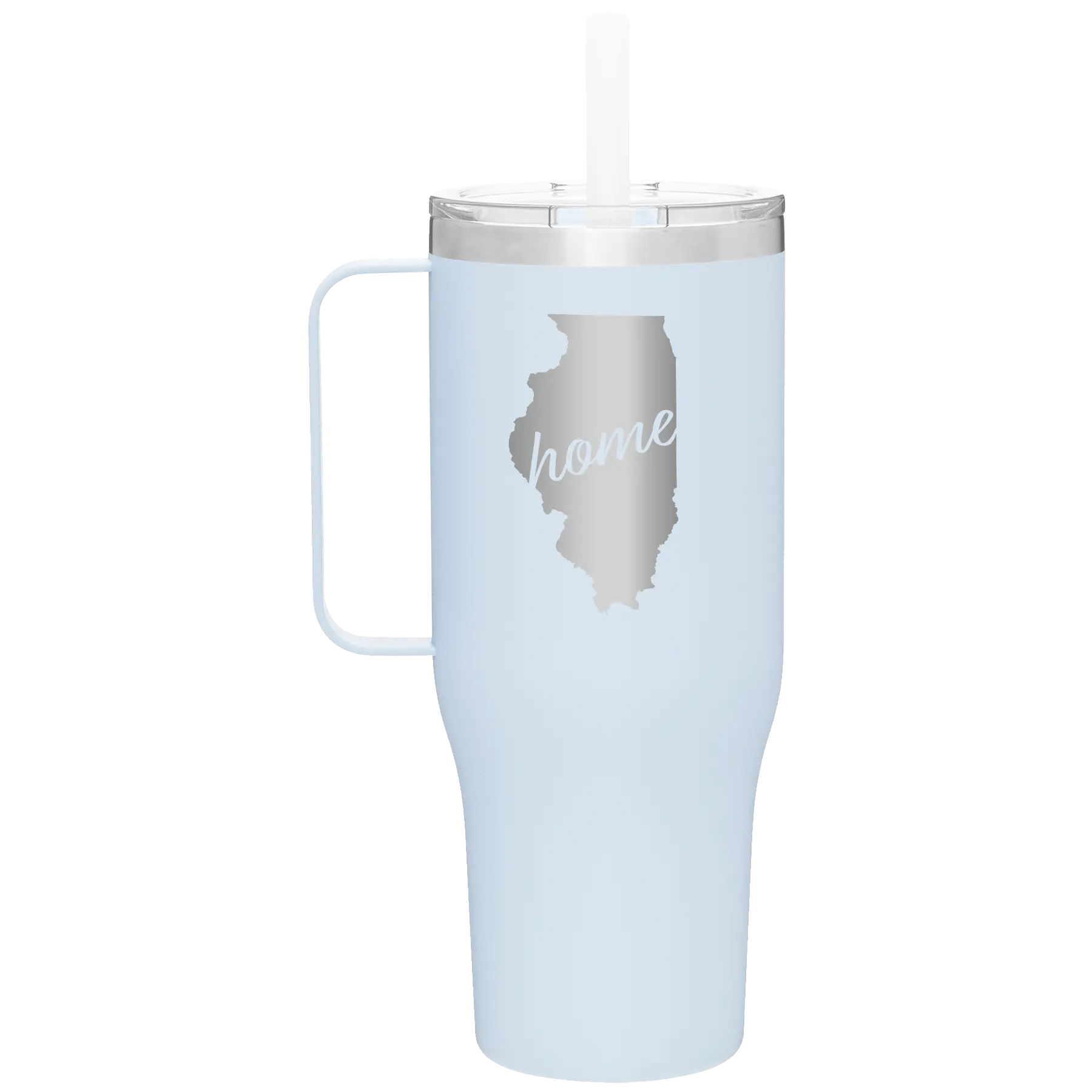 Laser etched landfall 40 oz vacuum insulated tumbler mug with 'Illinois Home' design