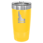 Laser etched yellow 20 oz vacuum insulated tumbler with 'Idaho Home' design