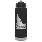 Laser etched black 20 oz vacuum insulated water bottle with 'Idaho Home' design