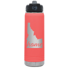 Laser etched coral 20 oz vacuum insulated water bottle with 'Idaho Home' design